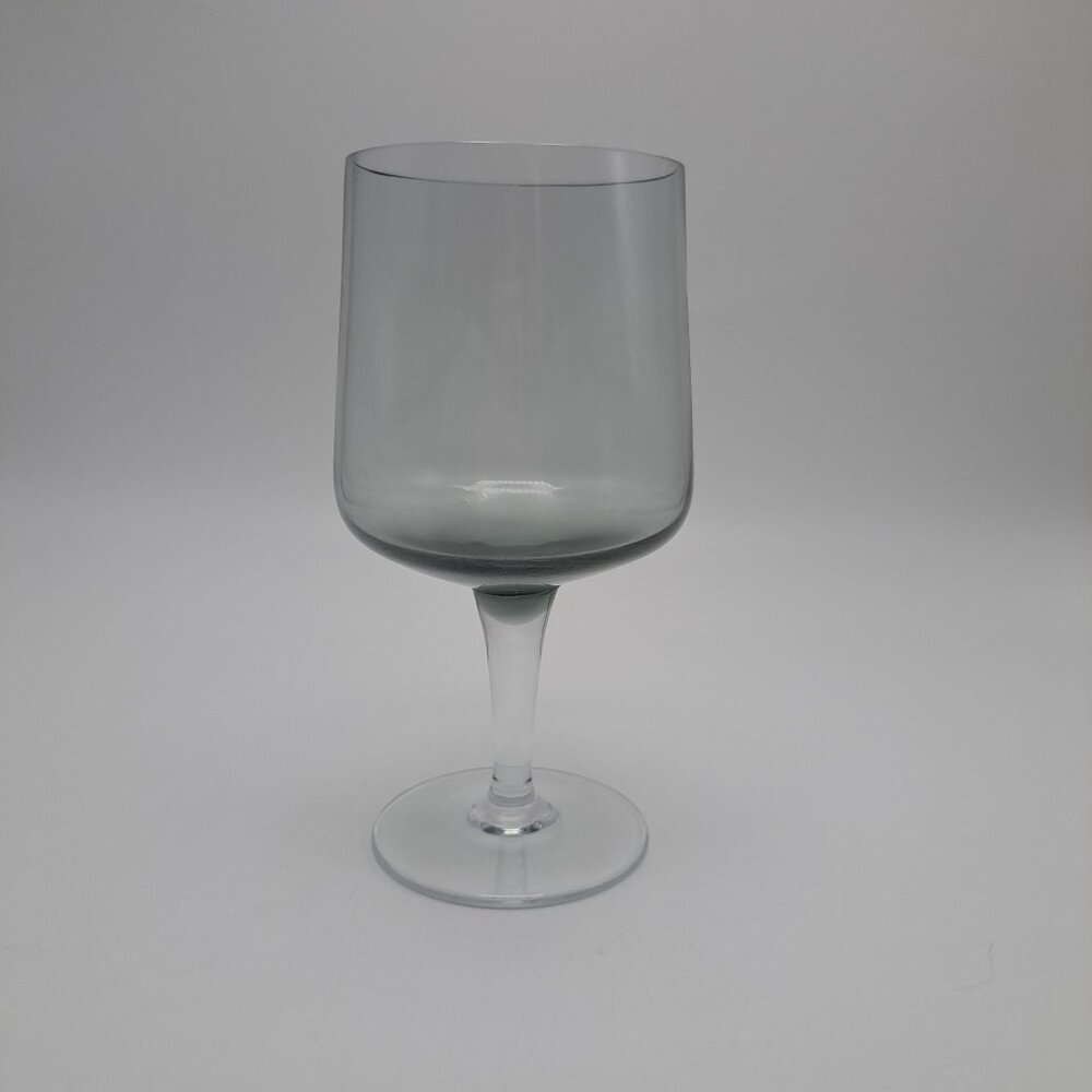 Serenity Gray Smoke Glass Wine Goblet With Clear Stemware